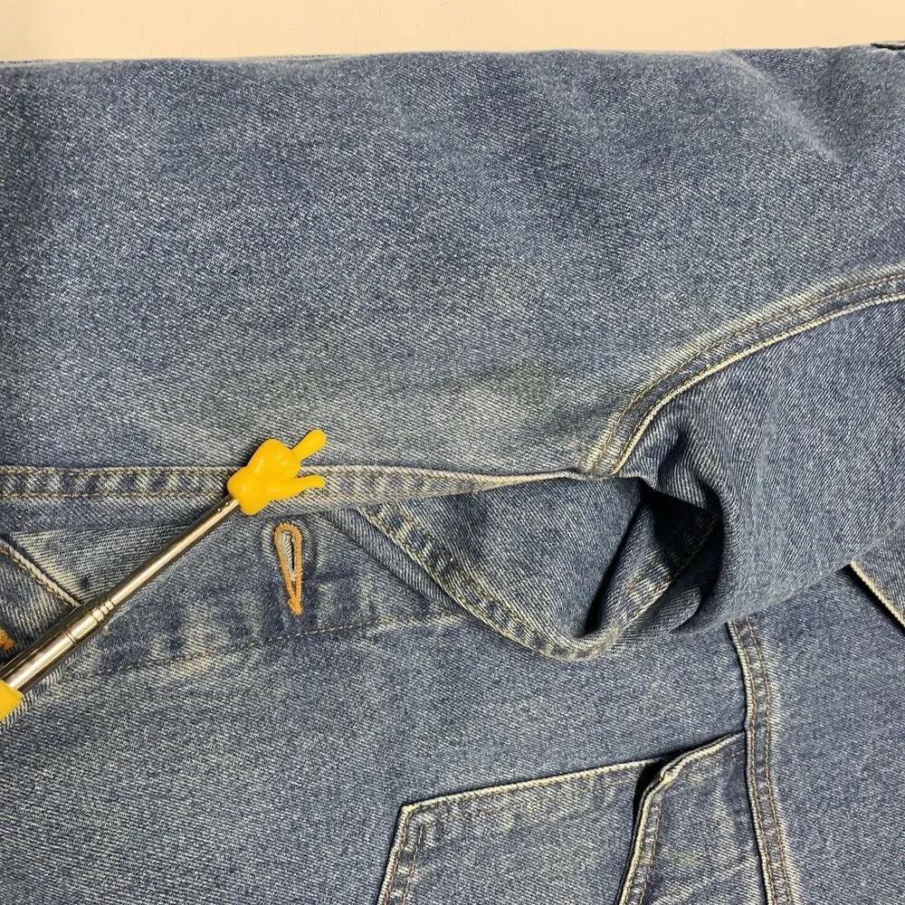 Schaefer Outfitter Legend Denim Jacket Made In USA Men Sz XL Custom Logo SPRUS